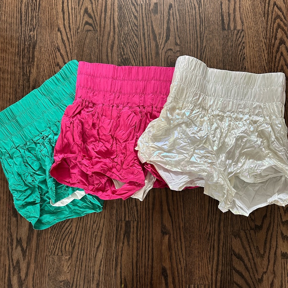 Free People FP Movement Way Home Short Lot 3 green pink iridescent white S